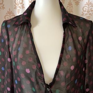 Banana Republic sheer polka dot blouse M